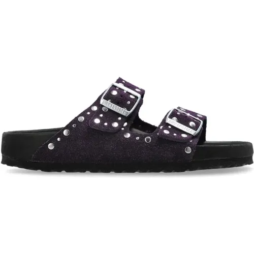 Lila Wildleder Doppel-Schnalle Sandalen , Damen, Größe: 37 EU - Birkenstock - Modalova