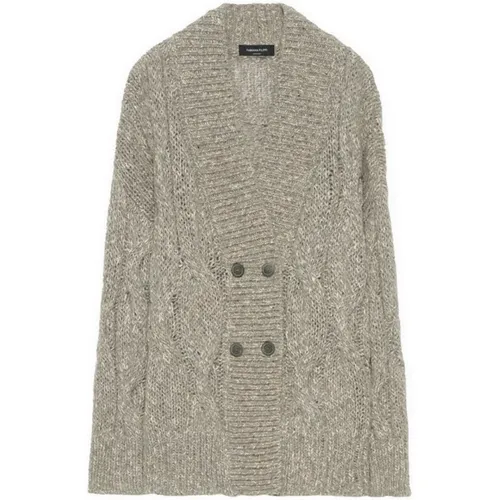 Double-Breasted Cardigan Sweater with Linen Thread , female, Sizes: M - Fabiana Filippi - Modalova
