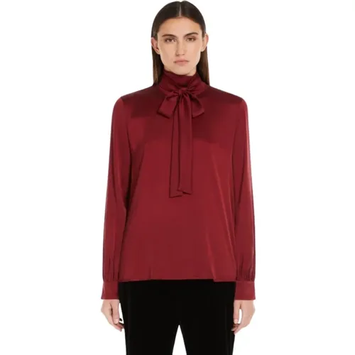 Seidensatinbluse mit Schleife , Damen, Größe: XS - Max Mara - Modalova