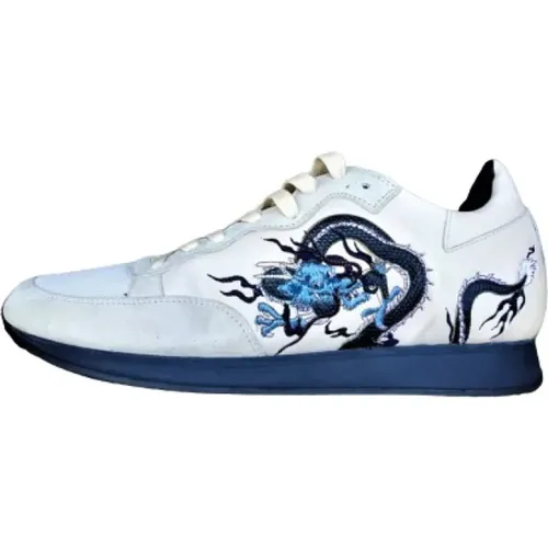 Dragon Embroidered Leather and Suede Sneakers , female, Sizes: 7 UK, 9 UK - Philippe Model - Modalova