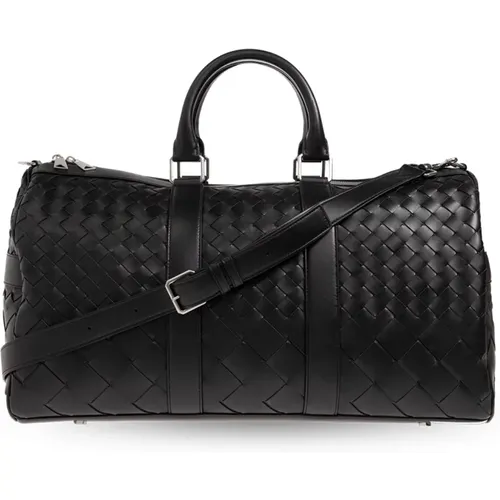 Duffel bag with Intrecciato weave , male, Sizes: ONE SIZE - Bottega Veneta - Modalova