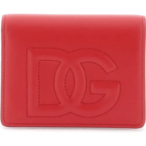 Logo Geldbörse aus Glattleder mit geprägtem Design - Dolce & Gabbana - Modalova