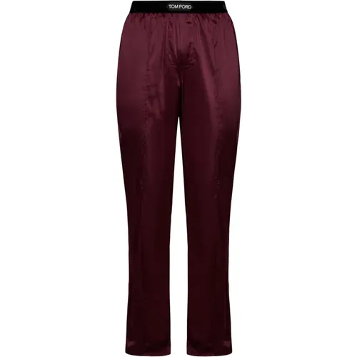 Bordeaux Stretch Pajama Trousers , male, Sizes: S, XL - Tom Ford - Modalova