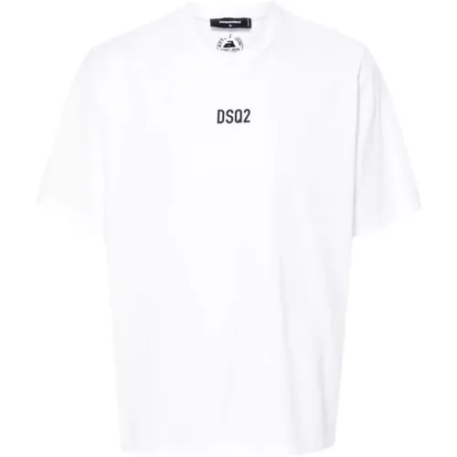 Weißes Logo-Print T-Shirt , Herren, Größe: 2XL - Dsquared2 - Modalova