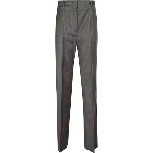 Graue Nadelstreifen Flanell Stretch Hose , Damen, Größe: S - Max Mara Studio - Modalova