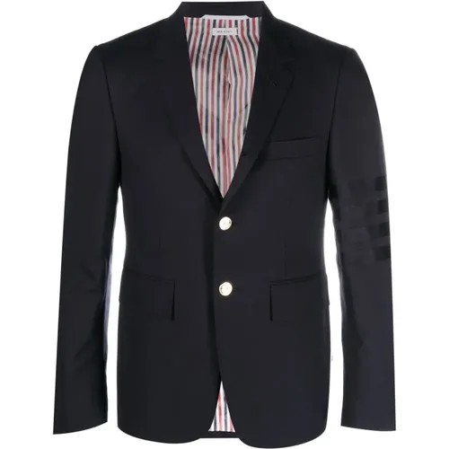 Wool Jacket with Web Stripes , male, Sizes: M - Thom Browne - Modalova