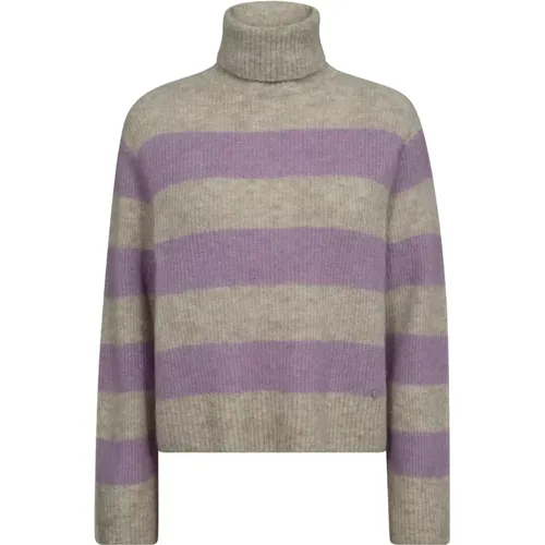 Striped Rollneck Knit Lavender Herb , female, Sizes: L, M, XS - MOS MOSH - Modalova