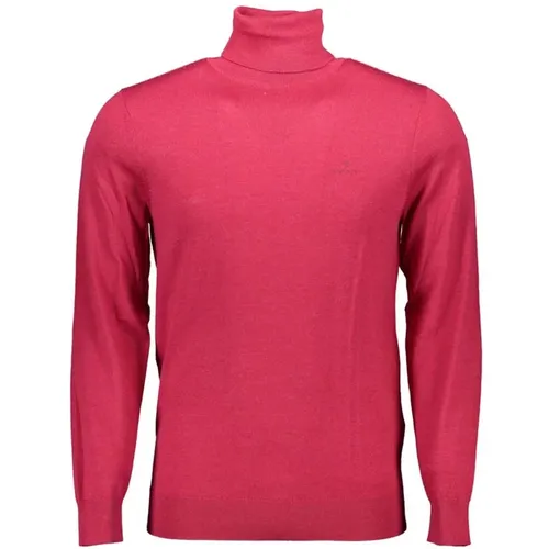 Wool Turtleneck Sweater Logo Detail , male, Sizes: 2XL, XL, 3XL - Gant - Modalova