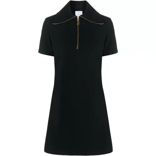 Schwarzes Kleid mit kurzen Ärmeln und Reißverschlussdetails - Patou - Modalova