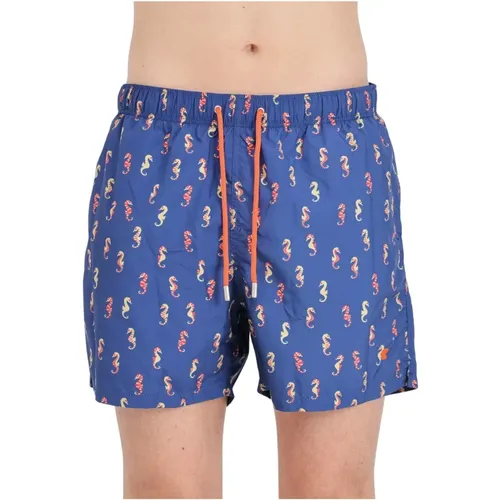 Blaue Badehose mit Seepferdmuster , Herren, Größe: 3XL - Gallo - Modalova