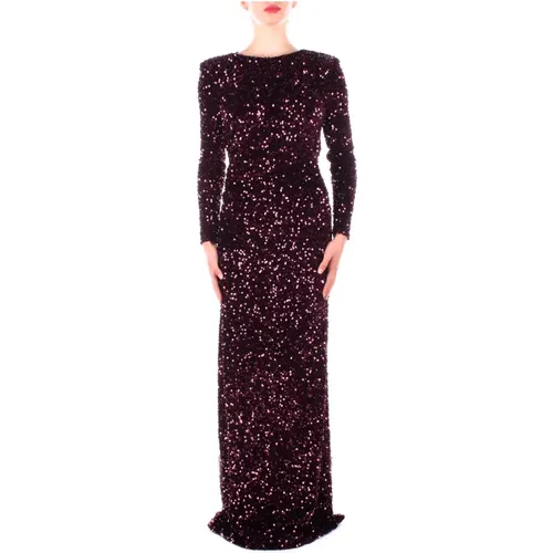 Carpet Bordeaux Dress with Sequins , female, Sizes: S, L, XL, M - Elisabetta Franchi - Modalova