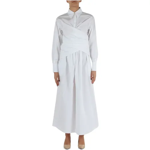Long Poplin Dress with Cross Detail , female, Sizes: L, S, M - Fabiana Filippi - Modalova