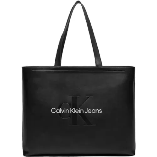 Schwarze Eco Leder Tote Tasche - Calvin Klein - Modalova