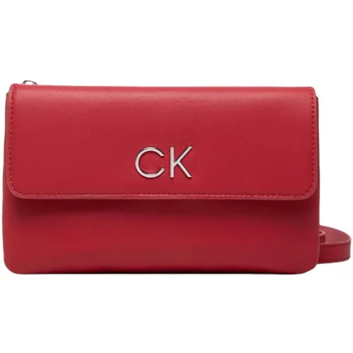 Rote Schultertasche mit Reißverschluss , Damen, Größe: ONE Size - Calvin Klein - Modalova