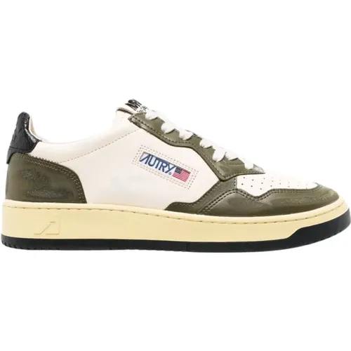 White Olive Green Paneled Sneakers , male, Sizes: 10 UK, 11 UK - Autry - Modalova