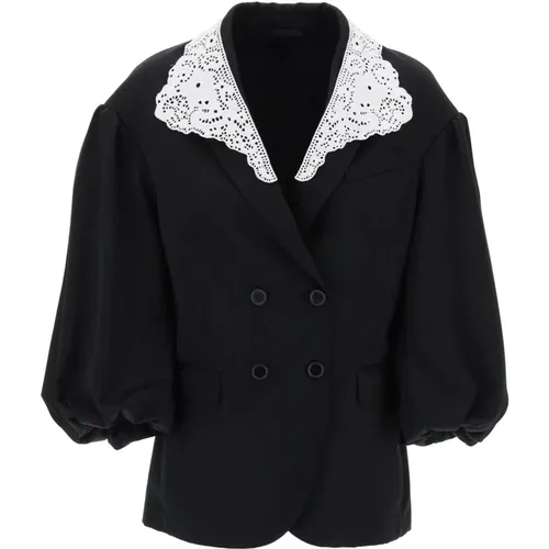 Wool Blend Double-Breasted Balloon Sleeve Blazer , female, Sizes: 2XS - Simone Rocha - Modalova