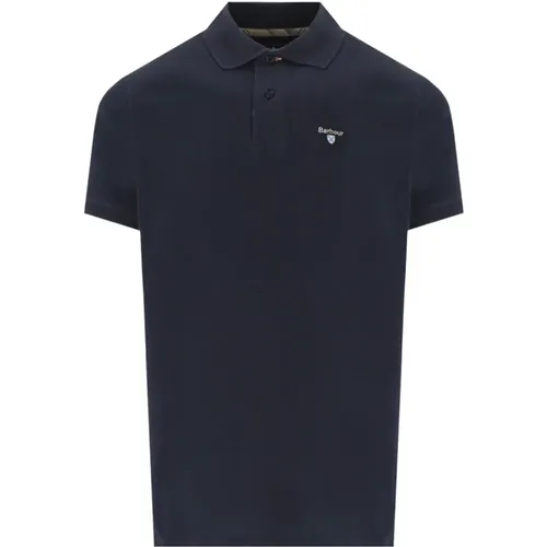 Tartan Pique Navy Polo Shirt , male, Sizes: L, XL, M - Barbour - Modalova