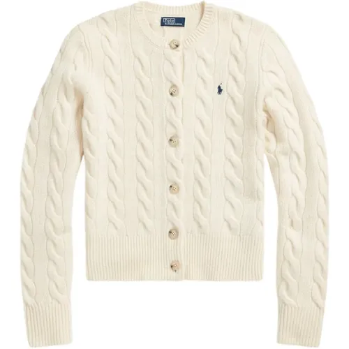 Ivory Wool Cashmere Cardigan Sweater , female, Sizes: XS - Ralph Lauren - Modalova