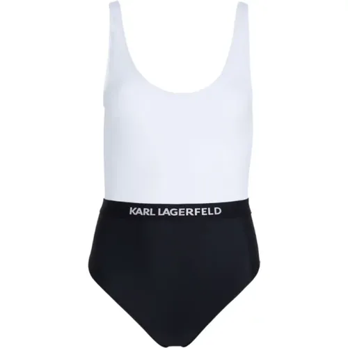 Farbblock-Einteiliger Badeanzug , Damen, Größe: L - Karl Lagerfeld - Modalova