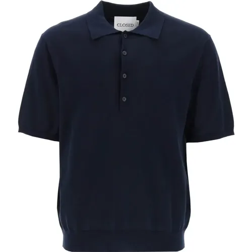 Soft fine knit polo shirt , male, Sizes: XL - closed - Modalova