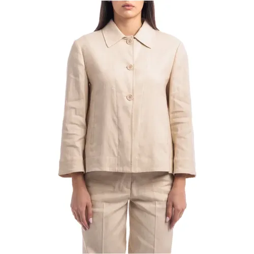 Linen and Cotton Stretch Jacket , female, Sizes: M - Seventy - Modalova