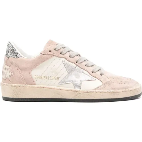 Puderrosa Sneakers mit Glitzerdetails , Damen, Größe: 38 EU - Golden Goose - Modalova