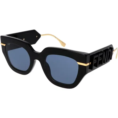 Womens Cateye Sunglasses with Blue Lenses , female, Sizes: 51 MM - Fendi - Modalova