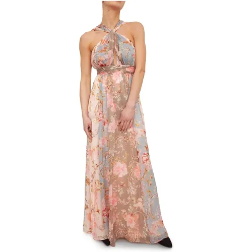Floral Maxi Dress with Crossed Design , female, Sizes: S - Liu Jo - Modalova