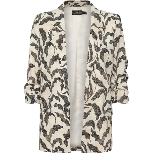 Printed Blazer with ¾ Sleeves , female, Sizes: XL - Soaked in Luxury - Modalova