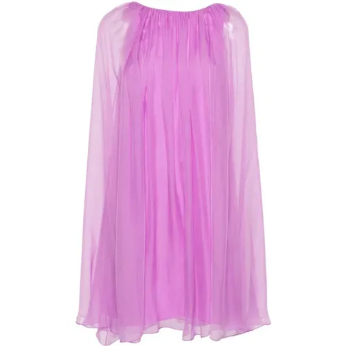 Amethyst Silk Chiffon Cape Dress , female, Sizes: M, XS, S - Max Mara - Modalova