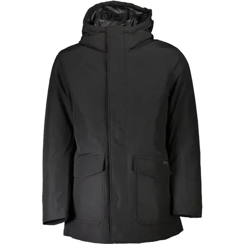 Schwarze Herren Parka Jacke Mit Kapuze - Woolrich - Modalova