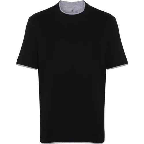 Layered-effect T-shirt , male, Sizes: L - BRUNELLO CUCINELLI - Modalova