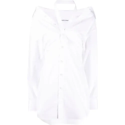 Weiße Off-Shoulder-Hemd-Kleid - alexander wang - Modalova