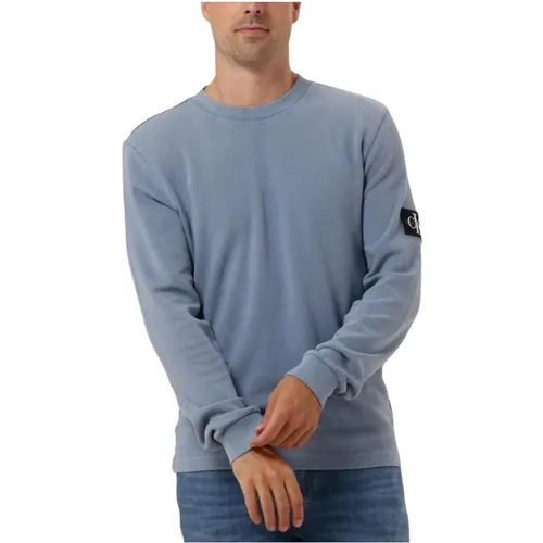 Gewaschener Badge Waffel Pullover , Herren, Größe: XL - Calvin Klein - Modalova