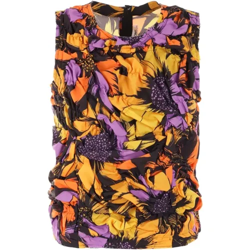 Graphic Floral Sleeveless Top , female, Sizes: S - Comme des Garçons - Modalova