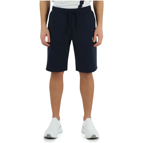 Sporty Viscose Blend Shorts with Logo Print , male, Sizes: M, XL - Emporio Armani EA7 - Modalova
