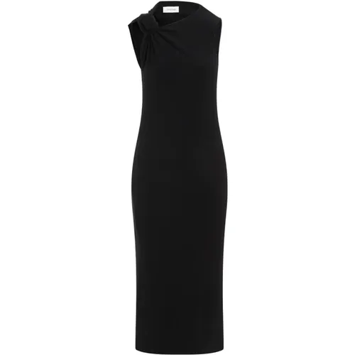 Schwarzes Jerseykleid mit Asymmetrischem Ausschnitt - SPORTMAX - Modalova