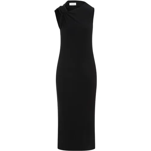 Schwarzes Jerseykleid mit Asymmetrischem Ausschnitt , Damen, Größe: XS - SPORTMAX - Modalova
