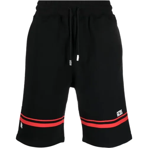 Schwarze Shorts mit Logo-Print und Streifen-Detail - Gcds - Modalova