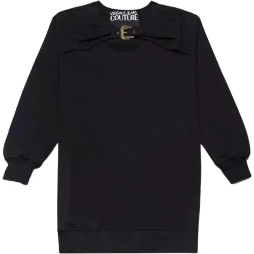 Baumwoll-Sweatshirt mit Gürtelkragen , Damen, Größe: L - Versace Jeans Couture - Modalova