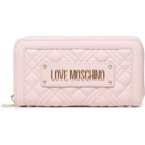 Portemonnaie mit gestepptem Design und Logo-Plakette , Damen, Größe: ONE Size - Love Moschino - Modalova