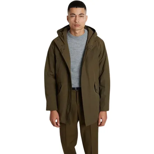 Khaki Water-Repellent Parka, Straight Cut , male, Sizes: 2XL - L'Exception Paris - Modalova