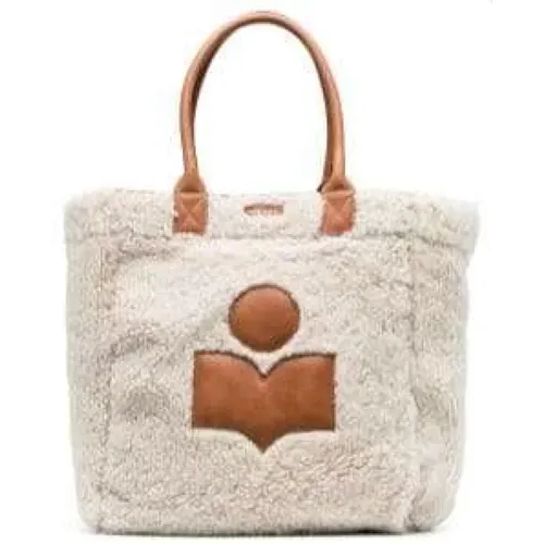 Logo-Print Sheepskin Tote Bag , female, Sizes: ONE SIZE - Isabel marant - Modalova