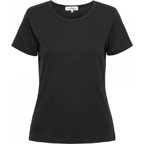 Geripptes T-Shirt Kurzarm Schwarz , Damen, Größe: M - &Co Woman - Modalova