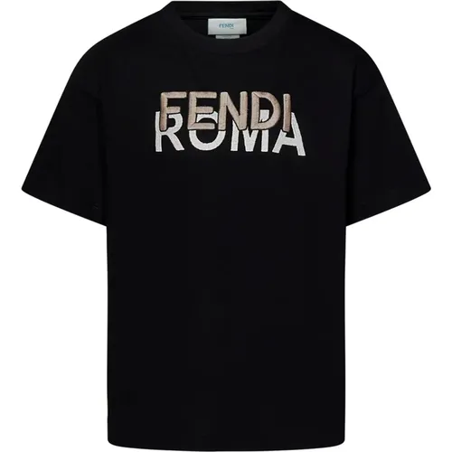 Kinder Unisex Schwarzes T-Shirt mit Roma Aufdruck - Fendi - Modalova