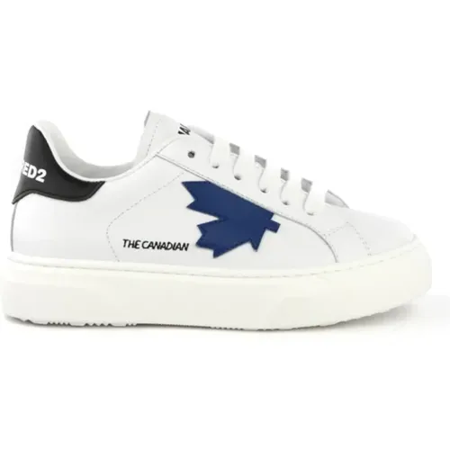 Leder Sneaker Weiß Blau Logo Schwarz - Dsquared2 - Modalova