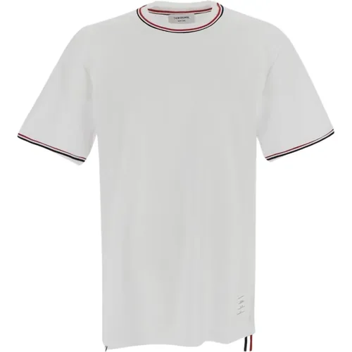 Weißes Baumwoll-T-Shirt mit Rippbündchen , Herren, Größe: XL - Thom Browne - Modalova