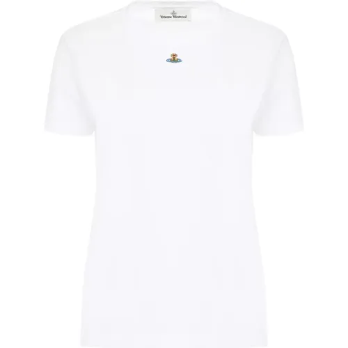 Geripptes Baumwoll-Crew-Neck T-Shirt , Damen, Größe: S - Vivienne Westwood - Modalova