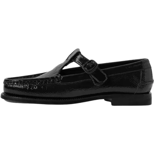 Crinkled Glossy Loafers , female, Sizes: 4 UK, 5 UK, 6 UK - Hereu - Modalova