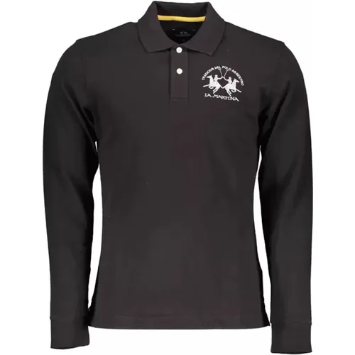 Schwarzes Baumwoll-Polo-Shirt mit Stickerei , Herren, Größe: 2XL - LA MARTINA - Modalova